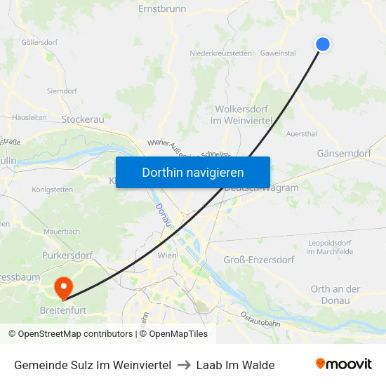 Gemeinde Sulz Im Weinviertel to Laab Im Walde map