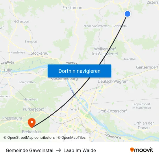Gemeinde Gaweinstal to Laab Im Walde map