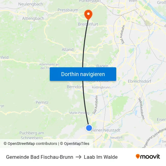 Gemeinde Bad Fischau-Brunn to Laab Im Walde map