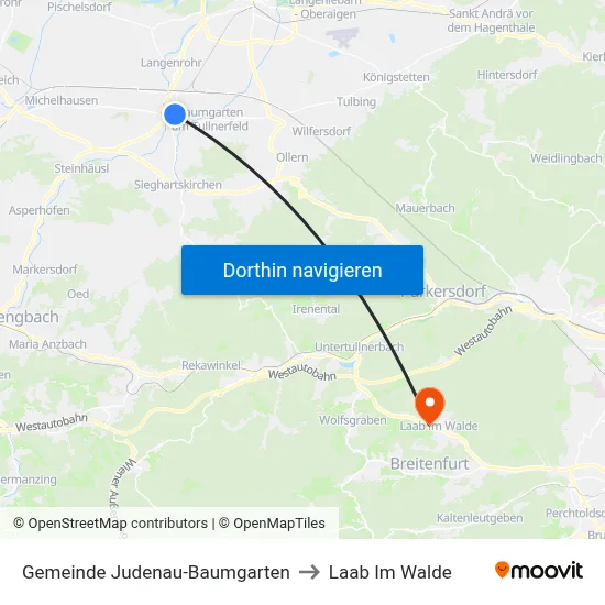 Gemeinde Judenau-Baumgarten to Laab Im Walde map