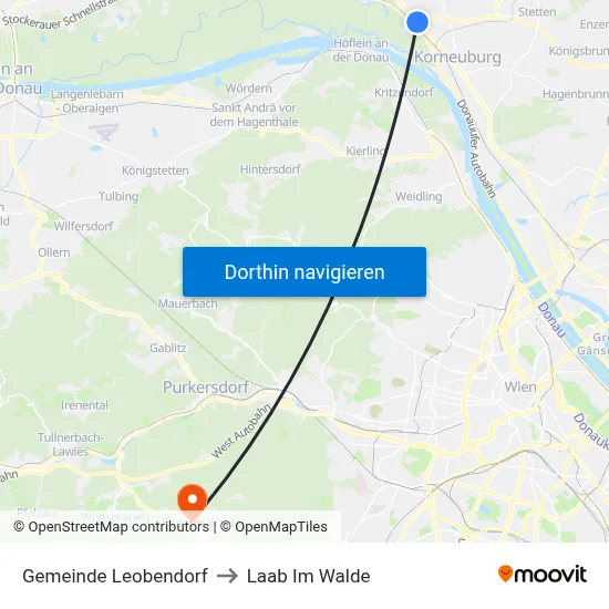 Gemeinde Leobendorf to Laab Im Walde map