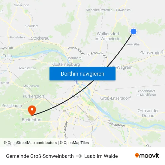 Gemeinde Groß-Schweinbarth to Laab Im Walde map