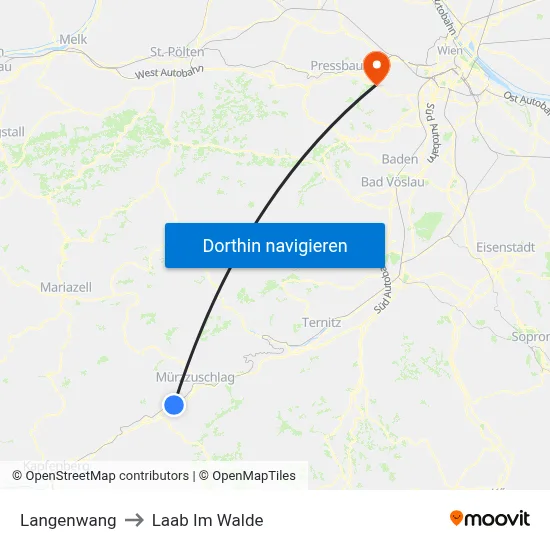 Langenwang to Laab Im Walde map