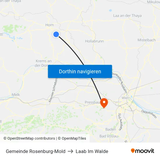 Gemeinde Rosenburg-Mold to Laab Im Walde map