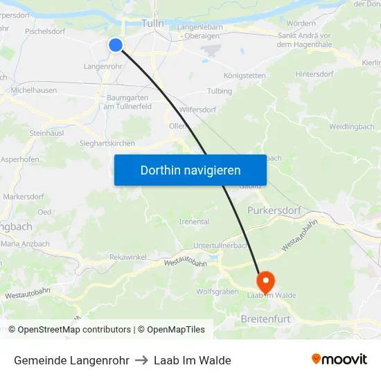 Gemeinde Langenrohr to Laab Im Walde map
