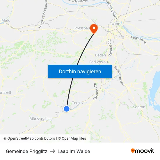 Gemeinde Prigglitz to Laab Im Walde map