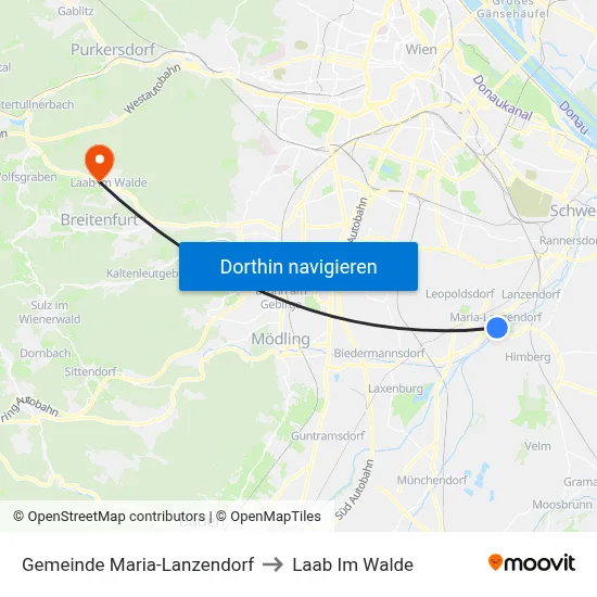 Gemeinde Maria-Lanzendorf to Laab Im Walde map