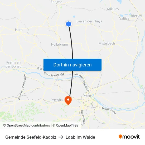 Gemeinde Seefeld-Kadolz to Laab Im Walde map