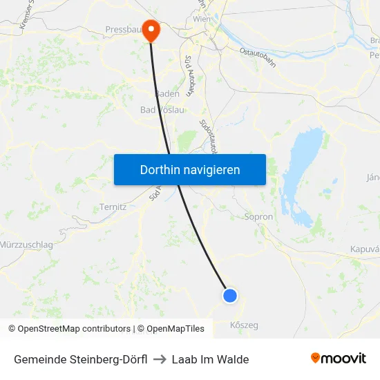 Gemeinde Steinberg-Dörfl to Laab Im Walde map