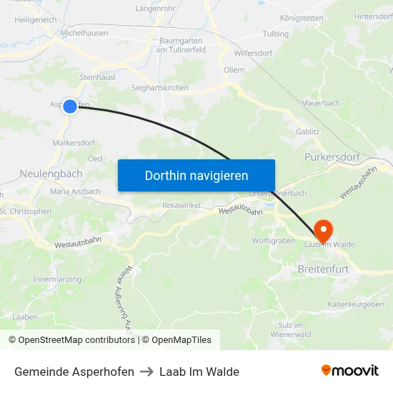 Gemeinde Asperhofen to Laab Im Walde map