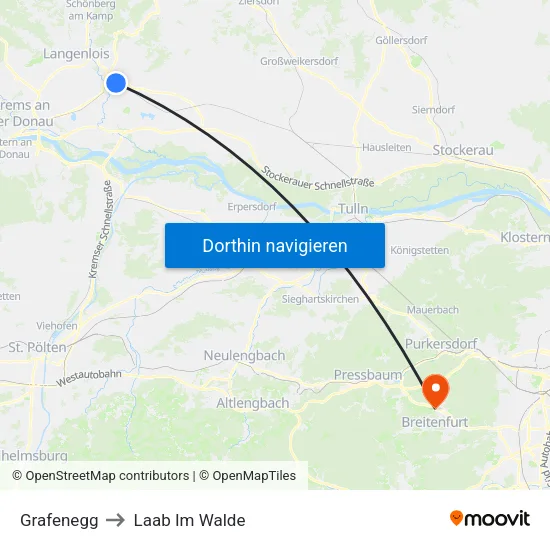 Grafenegg to Laab Im Walde map