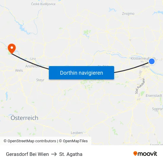 Gerasdorf Bei Wien to St. Agatha map