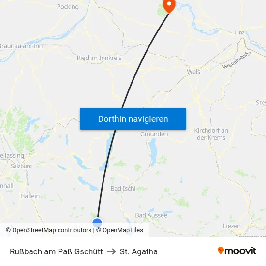 Rußbach am Paß Gschütt to St. Agatha map