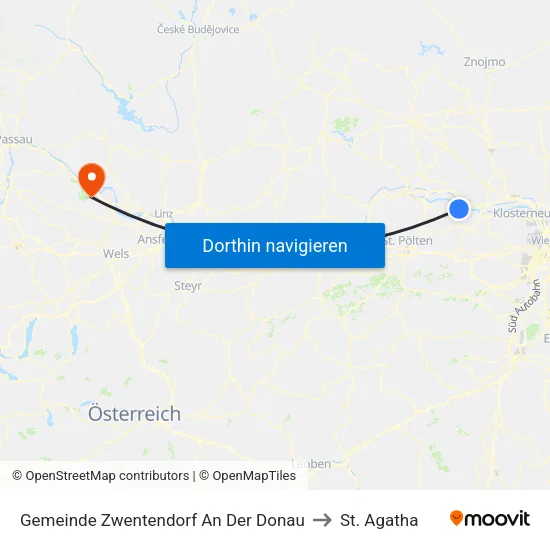 Gemeinde Zwentendorf An Der Donau to St. Agatha map