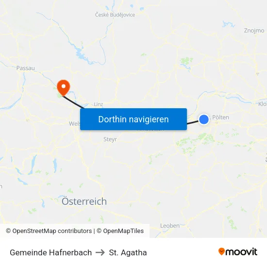 Gemeinde Hafnerbach to St. Agatha map