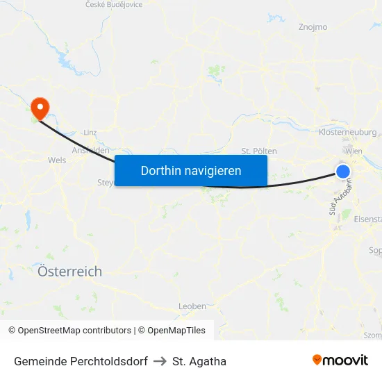 Gemeinde Perchtoldsdorf to St. Agatha map