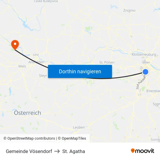 Gemeinde Vösendorf to St. Agatha map