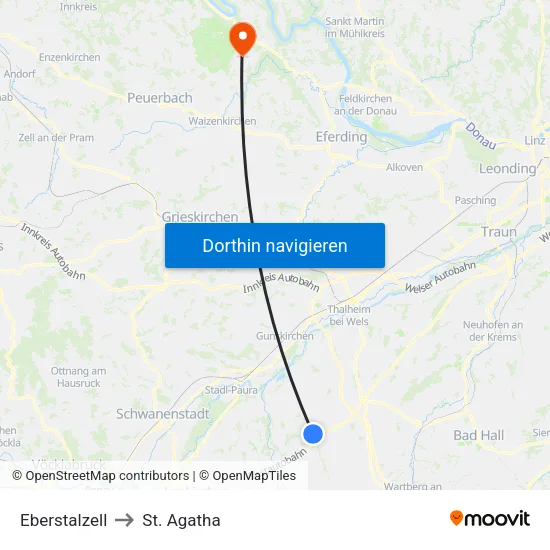 Eberstalzell to St. Agatha map