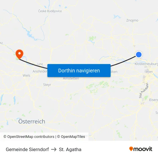 Gemeinde Sierndorf to St. Agatha map