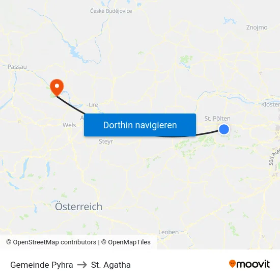 Gemeinde Pyhra to St. Agatha map