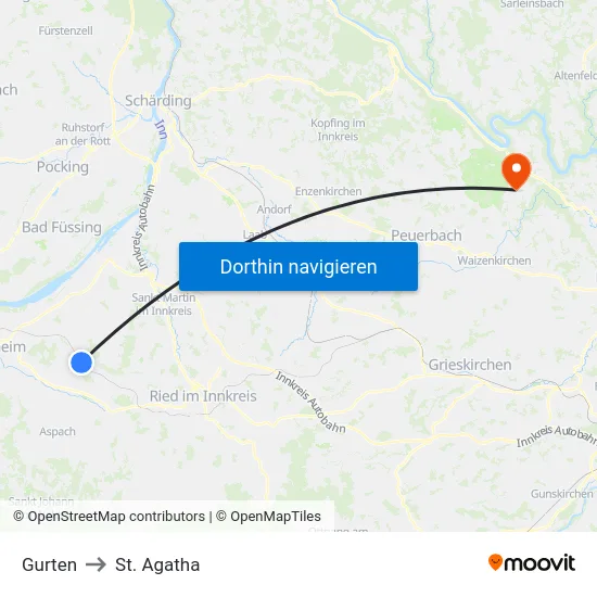Gurten to St. Agatha map