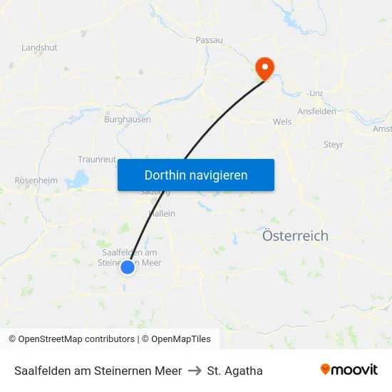Saalfelden am Steinernen Meer to St. Agatha map