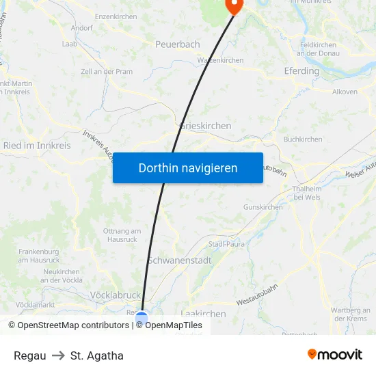 Regau to St. Agatha map