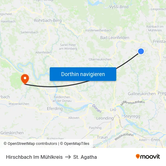 Hirschbach Im Mühlkreis to St. Agatha map