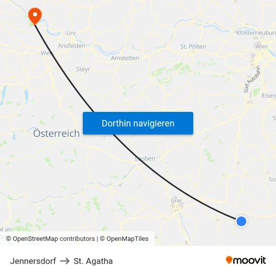 Jennersdorf to St. Agatha map