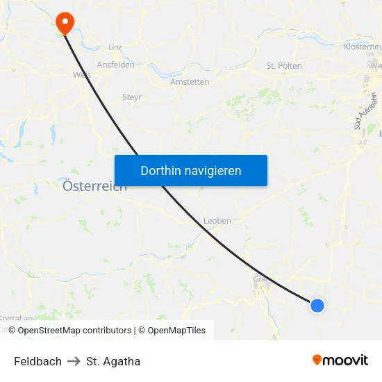Feldbach to St. Agatha map