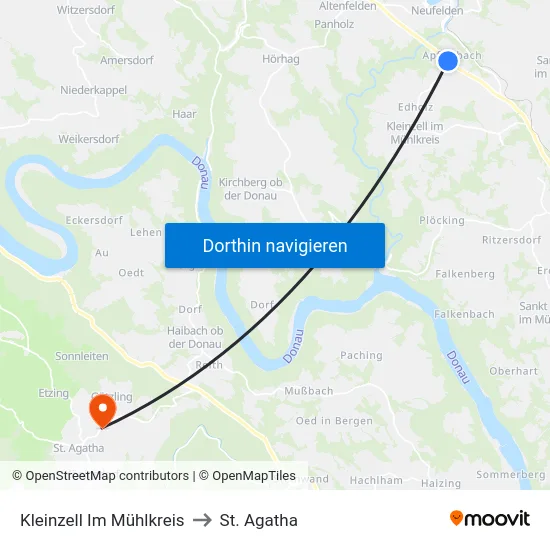 Kleinzell Im Mühlkreis to St. Agatha map