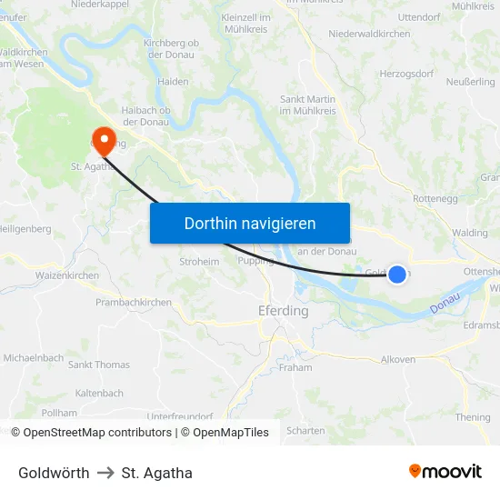 Goldwörth to St. Agatha map