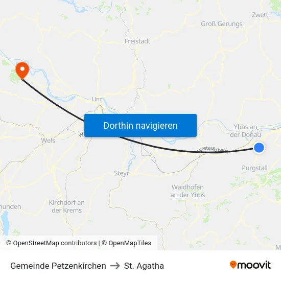 Gemeinde Petzenkirchen to St. Agatha map