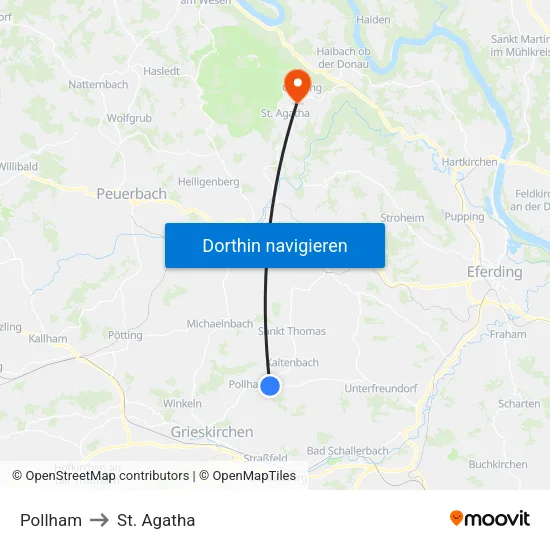 Pollham to St. Agatha map
