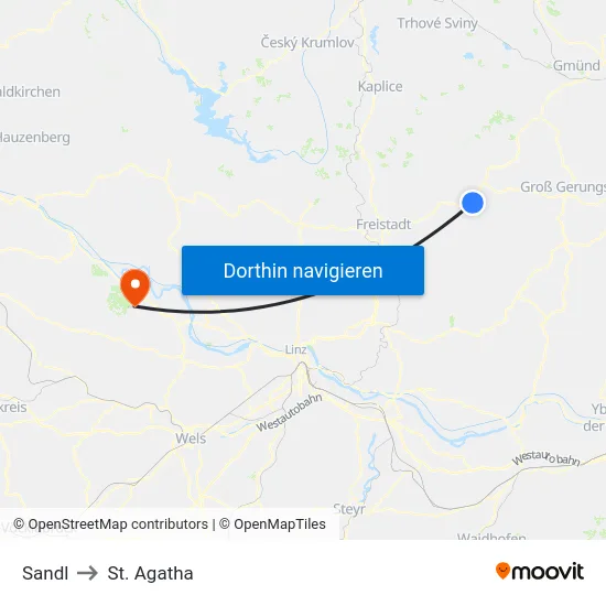 Sandl to St. Agatha map