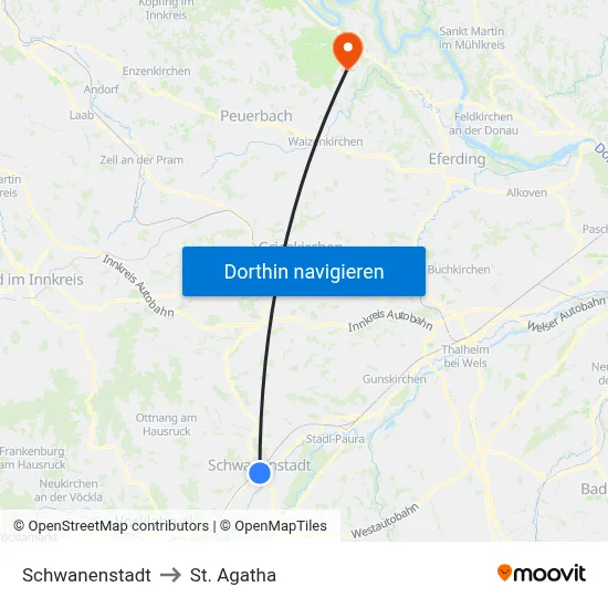 Schwanenstadt to St. Agatha map
