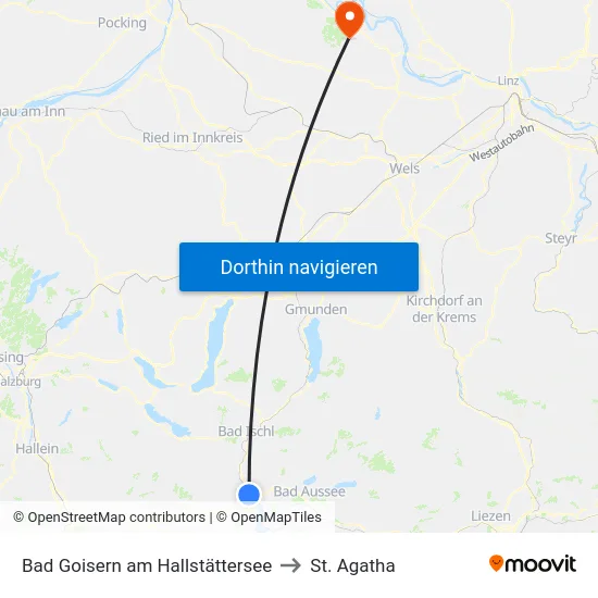 Bad Goisern am Hallstättersee to St. Agatha map