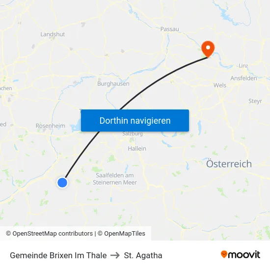 Gemeinde Brixen Im Thale to St. Agatha map