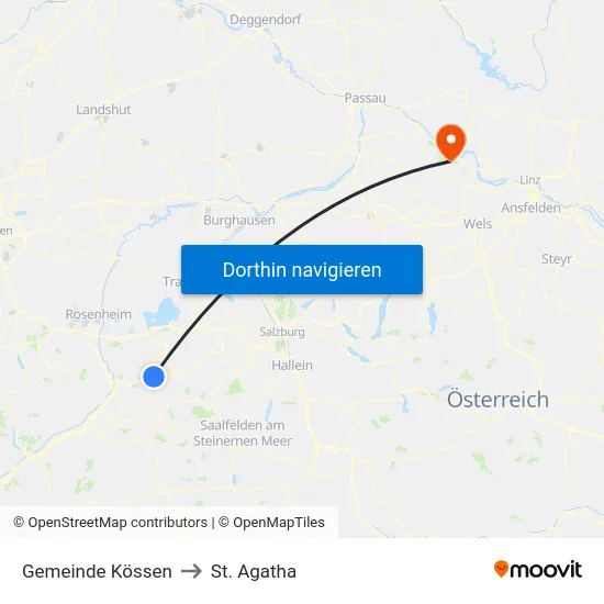 Gemeinde Kössen to St. Agatha map