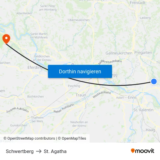 Schwertberg to St. Agatha map