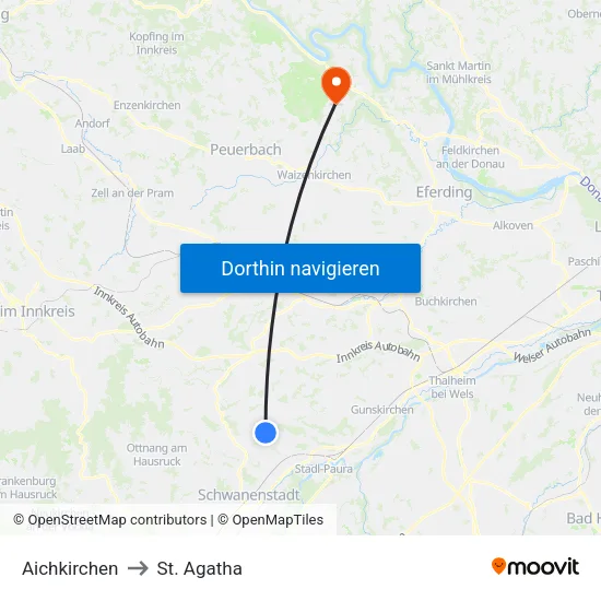 Aichkirchen to St. Agatha map