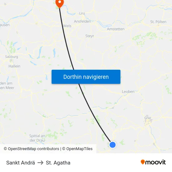 Sankt Andrä to St. Agatha map