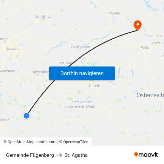 Gemeinde Fügenberg to St. Agatha map