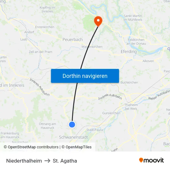 Niederthalheim to St. Agatha map