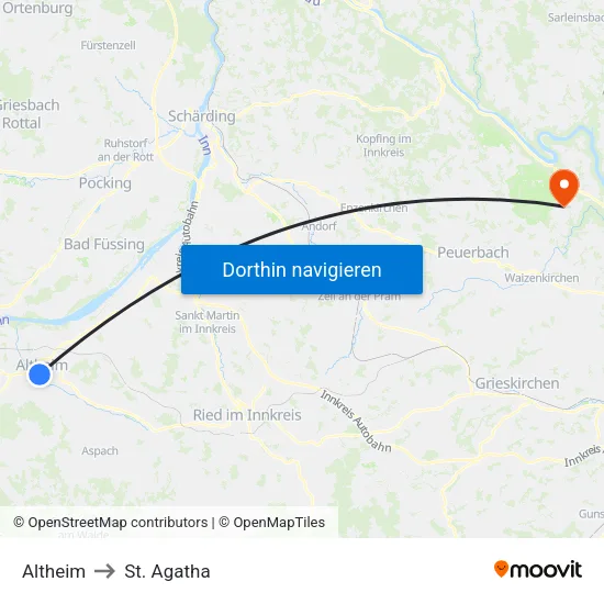 Altheim to St. Agatha map
