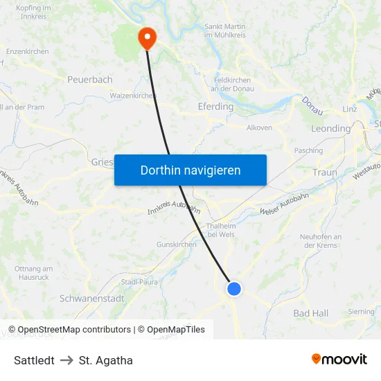 Sattledt to St. Agatha map