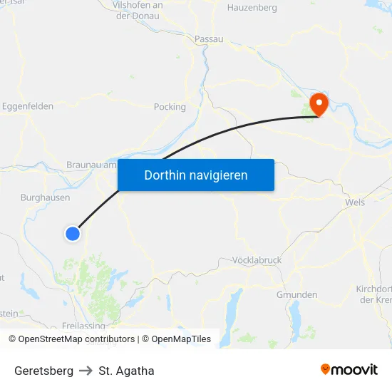 Geretsberg to St. Agatha map