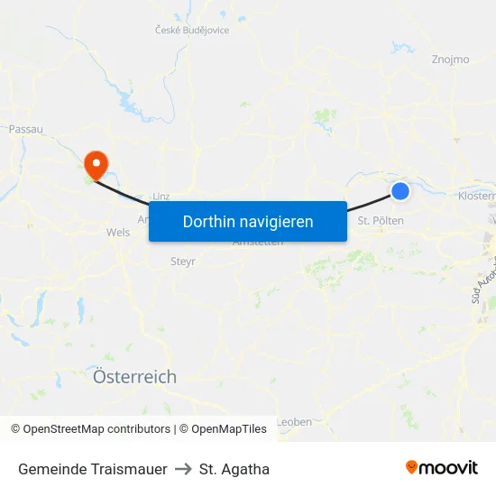 Gemeinde Traismauer to St. Agatha map