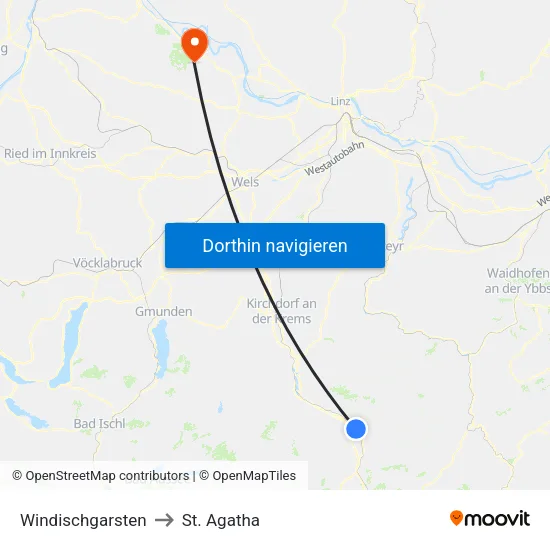 Windischgarsten to St. Agatha map