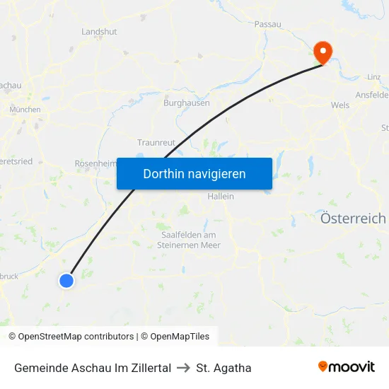 Gemeinde Aschau Im Zillertal to St. Agatha map